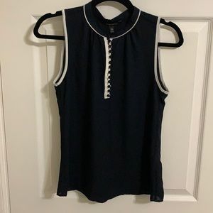 Banana Republic Black Top with white embroidery